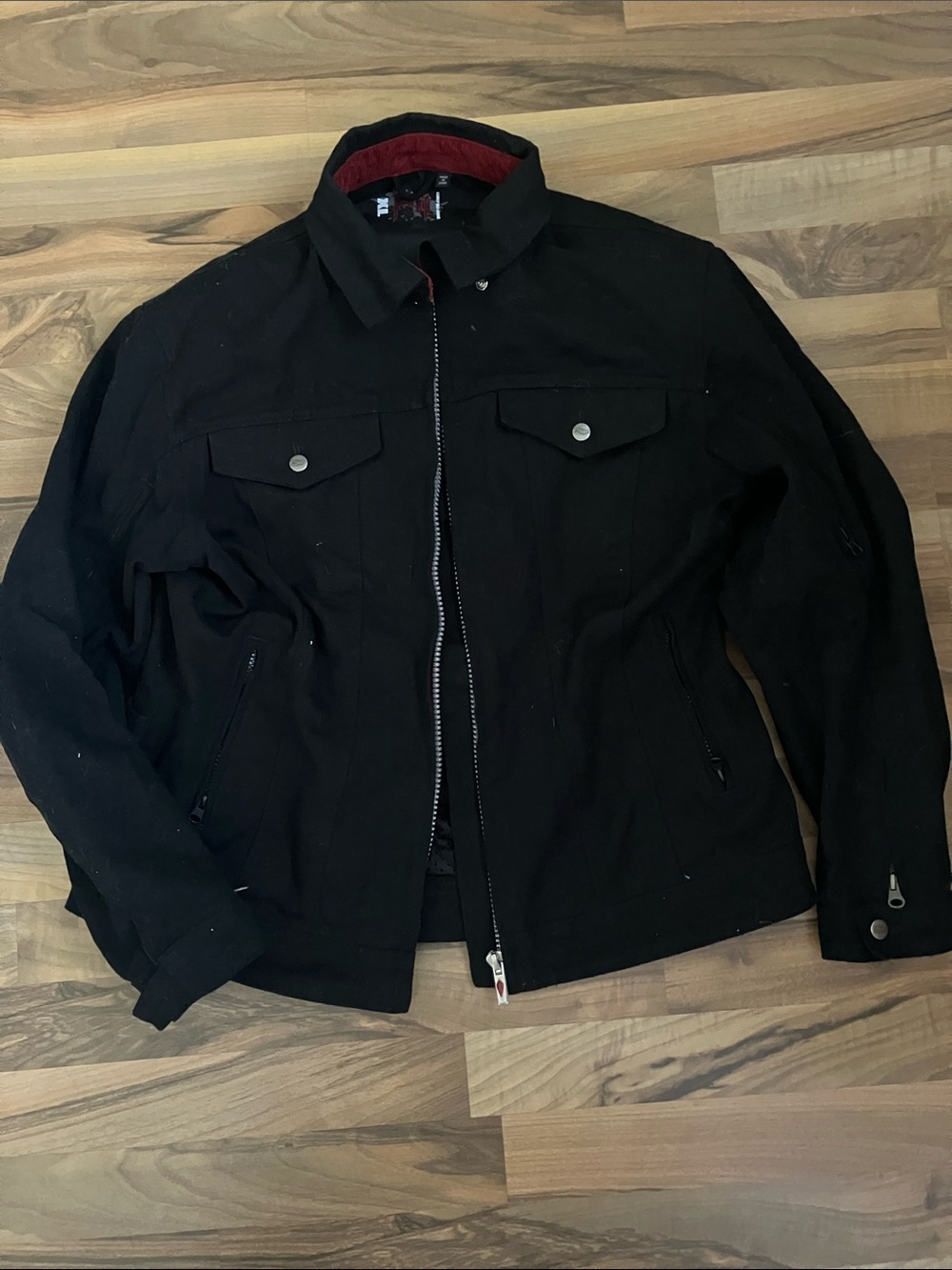 Power Trip Padded Motorcycle Jacket Black Mens  Sz XL